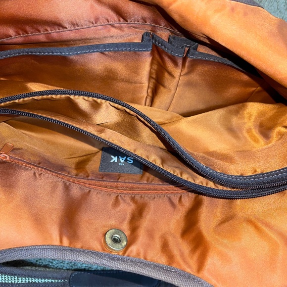 The Sak Brown Purse Orange Satin Lining - Picture 3 of 4